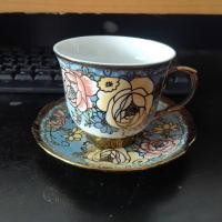 ราคา แก้วกาแฟ ถ้วยน้ำชา แก้วน้ำชา ถ้วยกาแฟ แก้วกาแฟพร้อมจานรอง เซรามิก ลายดอกไม้ พร้อมส่ง (9651861046)