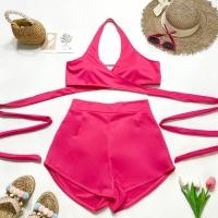 ราคา Plus size ชุดว่ายน้ำสาวอวบ เซ็ท 2 ชิ้น บรา กางเกง รุ่นเซ็ทว่ายน้ำพันเอว M50 (18330013923)