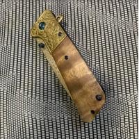 ราคา มีดพก มีดพับ มีดแคมป์ปิ้ง มีดเดินป่า มีดสะสม ด้ามจับไม้แท้ ระบบสปริงค์ดีดใบมีด (20987502004)