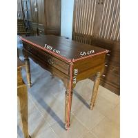 ราคา โต๊ะทำงาน ไม้สัก ขากลึง สีเสี้ยนดำ ยาว100xกว้าง 50xสูง 80cm 2 ลิ้นชัก โต๊ะคลาสิค โต๊ะวินเทจ โต๊ะทำงานวินเทจ (15869430028)