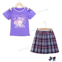 ราคา Sanrio Melody Kuromi Sweet Girl T shirt และ JK Dress กระโปรงลายสก๊อต 2 ชิ้นพร้อมโบว์ฟรีชุดนักเรียนคอสเพลย์ปาร์ตี้ เสื้อยืด ชุดกระโปรงสั้น (20360875084)