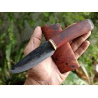 ราคา มีดแคมป์ มีดโบวี่ Pocket bowie knife มีดเดินป่า มีดเหน็บ มีดแล่ ใบ 3 6 เหล็กบาร์เลื่อย ตีร้อนชุบแข็ง ผิวไฟ ด้าม ฝักไม้ปุ่มประดู่ คอทองเหลือง (20216174664)