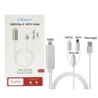 ราคา สาย HDMI 3in1 สายHDMIต่อทีวี 4K 1080P ต่อมือถือออกทีวี HDTV Mobile Phone To HDTV For 1Phone Android Type C สายต่อโทรศัพท์tv (19228482359)