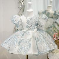 ราคา เดรสเด็กออกงาน 3D ลายสีฟ้าเสริมทอง พิมพ์นูน Gianna Dress (18820123178)