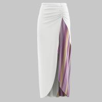 ราคา Closet Crush Maxi sided slit with wraped design White and Lilac กระโปรงผ่าข้างแบบพันตัว (21024401723)
