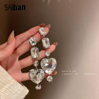 ราคา ต่างหูรัก rhinestone เข็มเงิน 925 ยุโรปและอเมริกาอารมณ์เฉพาะเจาะจงต่างหูทั้งหมด925 silver needle rhinestone love earrings European and American exaggerated temperament niche all match earrings (102907