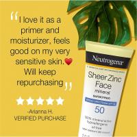 ราคา โลชั่นกันแดด Neutrogena Sheer Zinc Face Dry Touch ขนาด 2 ออนซ์พร้อม Broad Spectrum SPF 50 (14116913440)