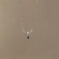 ราคา สร้อยคอเกาหลีสร้อยคอจี้สีฟ้าเพทายหยดน้ำสำหรับผู้หญิงเครื่องประดับแฟชั่นเกาหลี (20590838808)