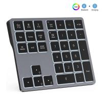 ราคา RGB Backlit Bluetooth numeric keypad Backlit Numeric Keypad Wireless Bluetooth for Tablet notebook MacBook iPad PC 34 Keys Rechargeable Digital Number keyboard for Accounting IOS (19407729165)
