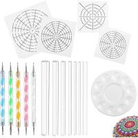 ราคา Mandala Art Dotting Tools 18 Set Including 4 Mandala Stencils 8 Acrylic Rods Paint Tray 5 Double Sided Dotting Tools (19485657280)