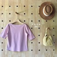 ราคา เสื้อยืดคอปาด แขนสามส่วน ยืดได้เย้อะ สีสวย (20779094436)