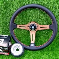 ราคา พวงมาลัยนาดี้ กว้าง13 5นิ้ว ก้านสีชา ยก2 5 นิ้ว พวงมาลัยแต่ง คอบางตรงรุ่นแจ้งทางเเชท หนังนิ่มจับกระชับมือ แป้นแตร สายไฟ น็อต ครบชุด (14380604235)