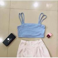 ราคา พร้อมส่ง สายเดี่ยว ลายลูกไม้ ครอป ดอก พาสเทล ผ้าย่น ไขว่ เชือก sm อก34 36 (21147615248)