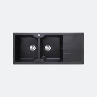 ราคา สุดยอดแห่งความสวย ซิงค์ล้างจาน 2 หลุม หินแกรนิตสีดำ มีที่พัก eve รุ่น EUROSTONE 1160 500 BLACK (5175394568)