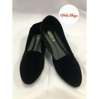 ราคา คัทชู ส้นแบน ไม่มีส้น กำมะหยี่ ปลายแหลม สีดำ (18035453980)