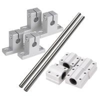 ราคา Horizontal 8mm Dia Linear Motion Ball Bearing Slide Bushing 200mm Linear Shaft Optical Axis with Rod Rail Support Set (20468973317)