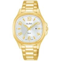 ราคา นาฬิกาข้อมือผู้หญิง ALBA FASHION รุ่น AH7X48X1 ขนาดตัวเรือน 34 มม มีวันที่ Quartz 3 เข็ม หน้าปัดสีเงิน ตัวเรือน และ สาย Stainless steel สีทอง (7450352880)