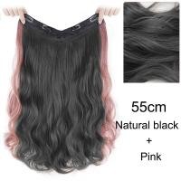 ราคา 55cmV รูปผมหยิกยาวสังเคราะห์ไฮไลท์แขวนหูต่อผมสีชมพูสีเทาสีฟ้าชิ้นเดียวที่มองไม่เห็นต่อผม (15697970715)