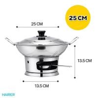 ราคา หม้อไฟต้มยำ มีหูจับ ฝาโค้ง หม้อต้มอาหาร หม้อสแตนเลส หม้อต้มแซ่บ หม้อต้มโคล้ง แบบใช้ถ่านแอลกอฮอล์ก้อน มีหูจับ พร้อมส่ง มีขนาด19 22 25cm (15015095326)