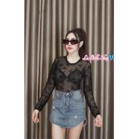 ราคา บอดี้สูทซีทรูสุดหรูคอกลมแขนยาว (19454600440)