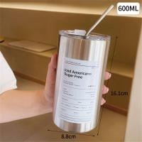 ราคา แก้วเก็บความเย็น แก้วกาแฟ 304 สเตนเลส พร้อมหลอดดูด กระติกเก็บความเย็น สแตนเลส แก้วสแตนเลส ขนาด 600 มล หลอดสแตนเลส (20257300283)
