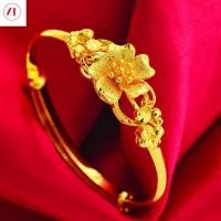 ราคา XT เครื่องประดับสร้อยข้อมือดอกไม้24K เกาหลี24K 916แบบผลักและดึงสำหรับผู้หญิงชุบทองของแท้ (20940695659)