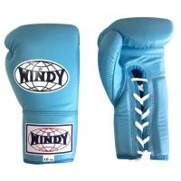 ราคา นวมเชือก วินดี้สปอร์ต ชกมวยไทย ทำจากหนังแท้ สีฟ้า Windy Lace up Gloves 121416 oz ฺLight blue Genuine Leather Muay Thai MMA K1 (12184804545)