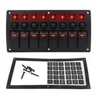 ราคา เบรกเกอร์กันน้ำแผงสวิตช์ LED แผงสวิตช์8 Gang Rocker สำหรับรถยนต์รถบรรทุก RV SUV (21204515393)