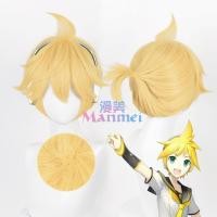 ราคา Manmei Anime Vocaloid Kagamine Rin Kagamine Len Cosplay Wig 30cm Short Gold Yellow Wigs Heat Resistant Synthetic Hair (20629987184)