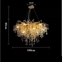 ราคา LRF Tri Color Gold Plated Luxury Chandelier Crystal Lamp Water Drop Dining Room Living Room Luxury Villa Crystal Chandelier (15929307958)
