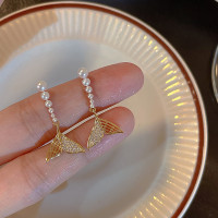 ราคา Maidu Jewelry ต่างหูเพทายนางเงือกสำหรับผู้หญิงต่างหูมุกแฟชั่นล่าสุด (19642912202)
