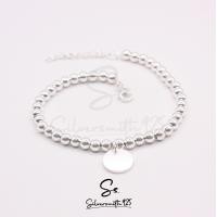 ราคา สร้อยข้อมือเงินแท้พร้อมจี้แท็กสลักชื่อ แจ้งในแชท สร้อยข้อมือบอลเงินแท้925 กำไลข้อมือเงินแท้ (19648981339)