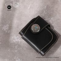 ราคา 2023จุดใหม่ย้อนยุคที่ทำด้วยมือหนังแท้cowhideกระเป๋าสตางค์ผู้ชายสั้นผักดำขำหนังสีเขียวขุ่นamiผ้าลม (19765103820)
