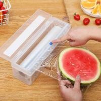 ราคา Plastic Home Cling Film Cutter Storage Box Wrap Dispenser Sharp Cutter Storage Holder Punch free Fixing Food Wrap Dispenser Home Kitchen Tools Supplies (8865483025)