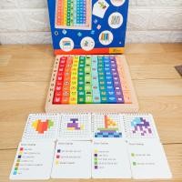 ราคา Kids Learnin พร้อมส่งจากไทย 100 Pcs Calculation Blocks กระดานบล็อกไม้ลูกบาศก์ 100 ช่อง พร้อมการ์ดโจทย์ (19675890673)
