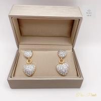 ราคา ต่างหูเพชรหัวใจห้อยหัวใจกระจุก ยาวประมาณ3 cm (21218465380)
