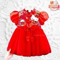ราคา พร้อมส่ง งานป้าย เดรส 4 ลาย Minnie Kitty My melody ผ้าคอตตอนนุ่มนิ่มยืด (17684105492)