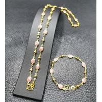 ราคา สร้อยคอ ข้อมือพิงค์โกลด์ลายเม็ดมะยมสลับเม็ดสีชมพูบานเย็น สร้อยคอ 24 นิ้ว ข้อมือยาว 18 ซม แจ้งขนาดได้ N0437 N1558 N1553 (5426296687)