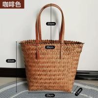 ราคา กระเป๋าถักความจุสูงสไตล์ฝรั่งเศสแนววินเทจกระเป๋าสานสายหนังกระเป๋าสานหวายเทียมแบบหิ้วสำหรับถ่ายรูปริมทะเลกระเป๋าชายหาดสำหรับผู้หญิง (15611187410)