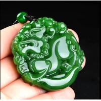 ราคา SKU112 เครื่องรางนำโชค สร้อยคอจี้หยกมงคล ลวดลายสวยงาม หยกสีเขียว มี2ลาย มังกรกิเลน (12497325315)