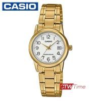 ราคา Casio นาฬิกาข้อมือผู้หญิง สายสแตนเลส รุ่น LTP V002G 7B2UDF เรือนทอง หน้าขาว (2263810970)