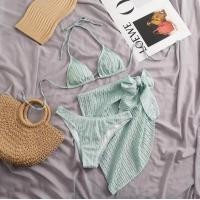 ราคา ชุดว่ายน้ำผู้หญิง ชุดว่ายน้ำ 3 ชิ้น พร้อมผ้าคลุมบิกินี่ งานผ้าฉลุ มีฟองน้ำและซับใน มี 4 สี ขาว ดำ ชมพู เขียว (20999223577)