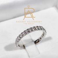 ราคา แหวนเงินแท้แหวนแถวฝังเพชร Moissanite ชุบทองคำขาว (19565215982)
