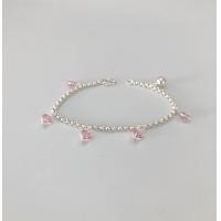 ราคา สร้อยข้อมือห้อยจี้พลอยหัวใจสีชมพูเงินแท้925 เครื่องประดับเงินแท้ สรัอยข้อมือ สร้อยเงินแท้ (18806809256)