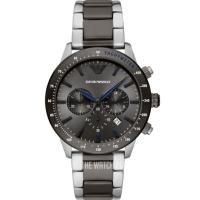 ราคา Emporio Armani Mens Chronograph Date Bracelet Strap Watch Black Silver AR11391 (17840719216)