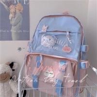 ราคา Schoolbag Female Ins Harajuku Contrast Color Mori Japanese Senior High School Student Simple Backpack Female Large Capacity Backpack Korean (20133154523)