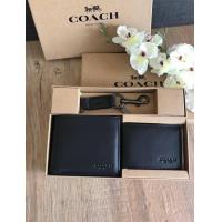 ราคา COACH กระเป๋าสตางค์ COMPACT ID WALLET IN SPORT CALF LEATHER F64118 BLACK Gift Box (193349364)