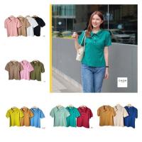 ราคา Chom เสื้อยืด Basic Tคอปก แต่งกระดุมดอกไม้ ผ้ารังผึ้ง งานป้าย (19304871413)