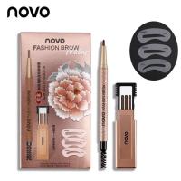 ราคา No 5146 NOVO FASHION BROW Eyebrow โนโว ดินสอเขียนคิ้ว แบบหมุน แถมไส้ดินสอ บล๊อกคิ้ว 3 ชิ้น พร้อมไส้ดินสอเปลี่ยน3แท่ง 4 8 (8290186477)
