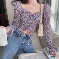 ราคา Cckoss พร้อมส่ง เสื้อแขนยาวลายดอกไม่้ ใส่ไปเที่ยวถ่ายรูปสวยๆ เสื้อแขนยาวชีฟองลายดอกไม้ฝรั่งเศส (14348564642)